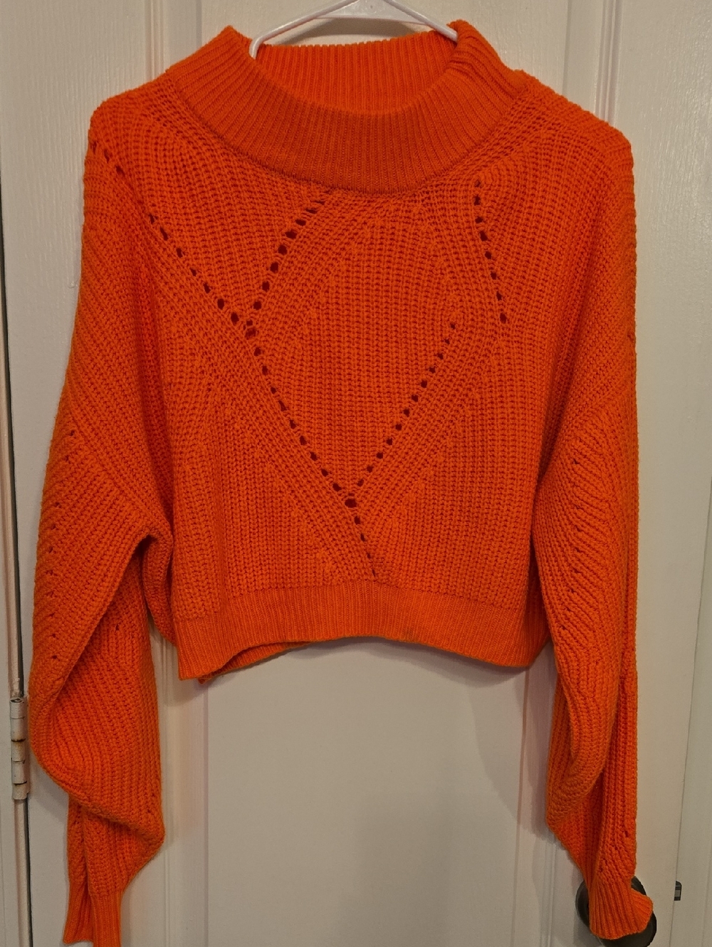 Gianni Bini Bright Orange Cropped Turtleneck Sweater